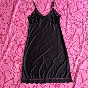 Whimsygoth Black Lace Trim Slip Dress